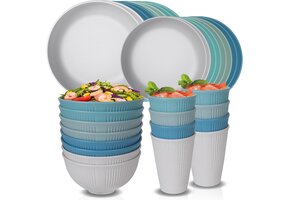 Onbreekbaar Servies Set Blauw Wit (32 delig)