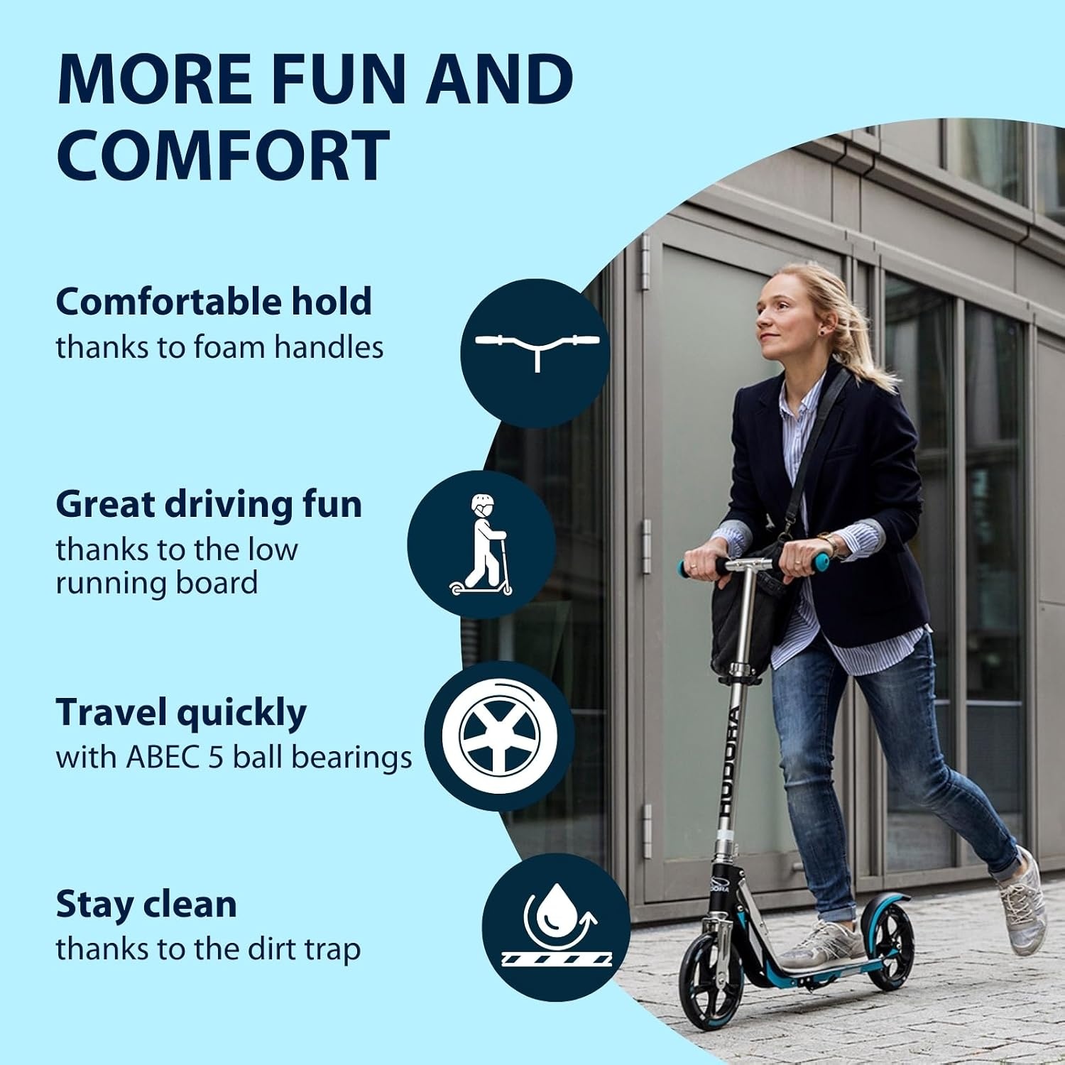 Opvouwbare Step HUDORA BigWheel 205 - Blauw/Zwart - 34% Korting!
