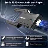 NEWFAST WiFi Adapter voor PC, 5400Mbps Tri-band USB WiFi, WLAN Stick met High Gain Antenne WiFi USB Adapter Ondersteunt Windows 11/10, USB3.0, OFDMA, MU-MIMO, WPA3 (AXE5400 Mbps)