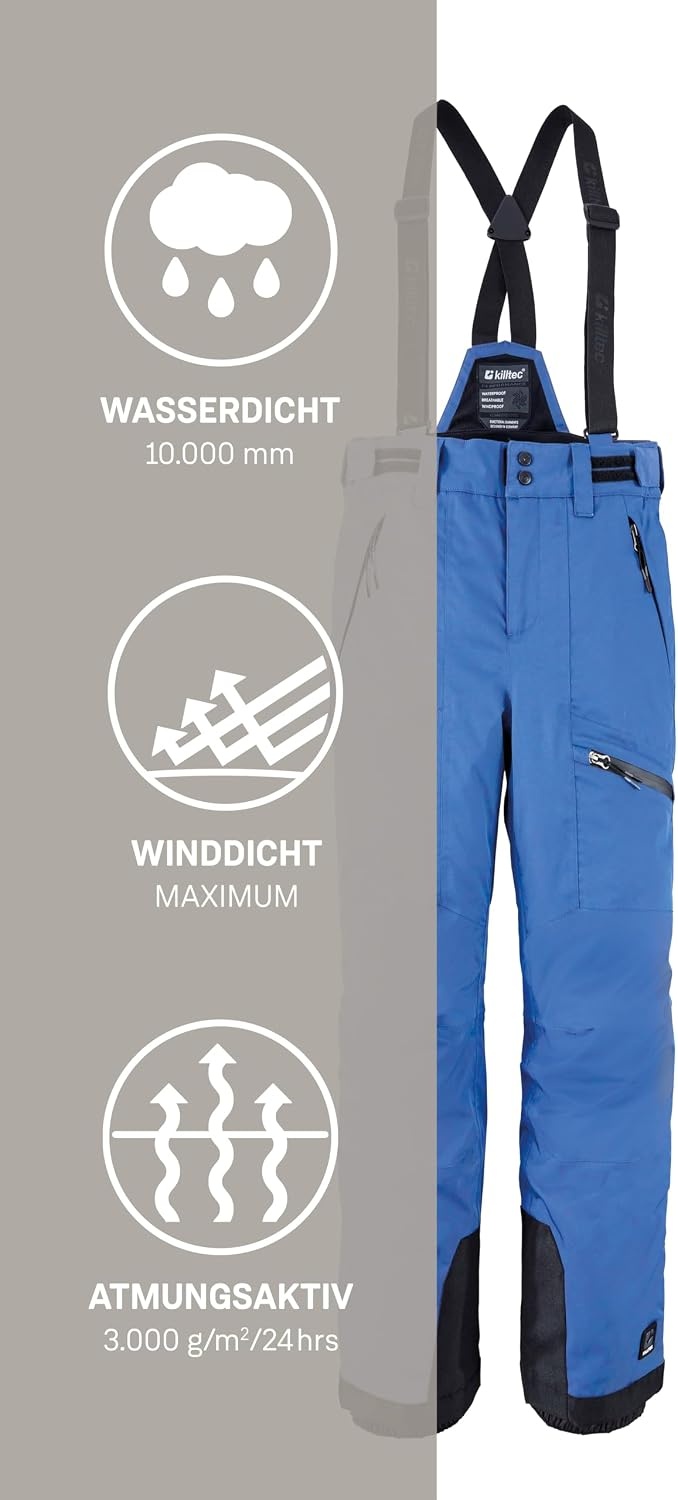 killtec jongens Skibroek met afritsbaar slabbetje en randbescherming Boys Skihose 242