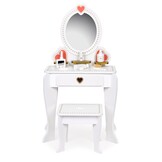 Kaptafel kind - met spiegel en kruk - 50x33x92,5 cm - wit
