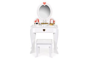 Kindertafel Wit met Spiegel & Kruk - 50x33x92,5 cm MDF - 52% Korting!