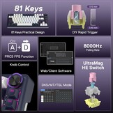 Mechanisch gaming toetsenbord Rapid Trigger 81 toetsen bedraad UltraMag magnetische switches 100% POM 2-laags geluidsdemping US ANSI QWERTY 8K