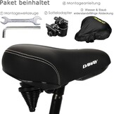 DAWAY C30 Comfortabel extra groot fietszadel, extra breed hometrainer, fietszadel voor dames, heren, senioren, universeel reservefietszadel voor MTB, e-bike, stadsfiets, racefiets, zacht schuim