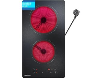 glaskeramisch kookveld 2 platen, inbouw kookveld met slijtvaste glaskeramiek, 2 jaar garantie, 3000W, 9 vermogensniveaus, timer 1-99 min, kinderbeveiliging, met stekker, voor alle potten
