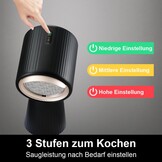 SNDOAS Afzuigkap, omlucht, tafelkap, mobiele afzuigkap met 180 m³/h, sterk zuigvermogen, 3 standen, recirculatie met koolfilter, voor woning, kleine keukens, campers