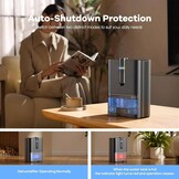 Electric Dehumidifier, Room Dehumidifier, Electric, 2500 ml Water Tank Capacity, Automatic Defrosting, Sleep Mode, Against Moisture Mould, for Bathroom, Bedroom