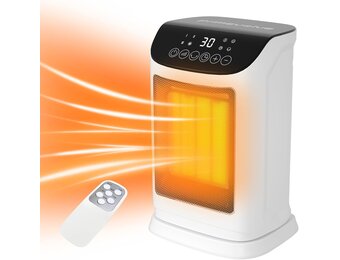 Primevolve Energiebesparende Kachel - 1800W PTC Keramische Oscillerende Kachels met 12-uurs Timer, Afstandsbediening, 4 Verwarmingsstanden en Thermostaat - Stille en Energiezuinige kachel
