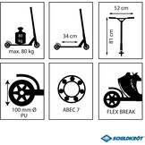 Schildkröt Untwist Stuntstep, hoogwaardige stuntstep met aluminium velg, 100 mm PU-wielen, voor leuke trucs en stunts