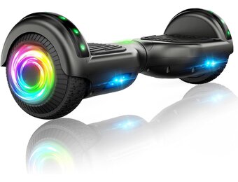 SISIGAD Offroad hoverboard voor kinderen en volwassenen met 6,5 inch banden, krachtige batterij, hoverboard, bluetooth, luidspreker, LED-licht, A02, A02, zwart