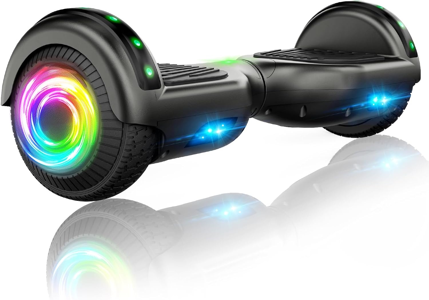 SISIGAD Offroad hoverboard voor kinderen en volwassenen met 6,5 inch banden, krachtige batterij, hoverboard, bluetooth, luidspreker, LED-licht, A02, A02, zwart