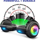 SISIGAD Offroad hoverboard voor kinderen en volwassenen met 6,5 inch banden, krachtige batterij, hoverboard, bluetooth, luidspreker, LED-licht, A02, A02, zwart