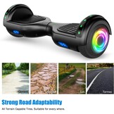 SISIGAD Offroad hoverboard voor kinderen en volwassenen met 6,5 inch banden, krachtige batterij, hoverboard, bluetooth, luidspreker, LED-licht, A02, A02, zwart