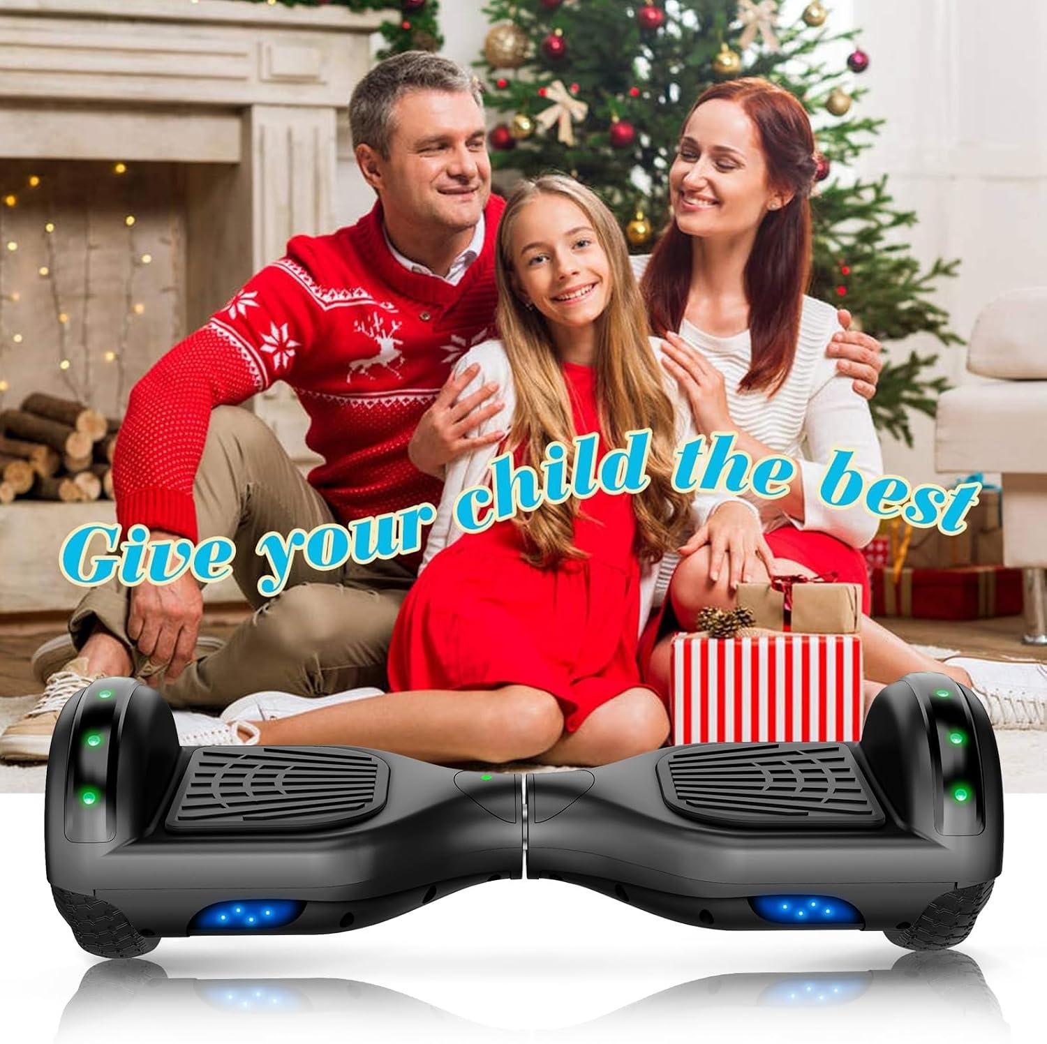 SISIGAD Offroad hoverboard voor kinderen en volwassenen met 6,5 inch banden, krachtige batterij, hoverboard, bluetooth, luidspreker, LED-licht, A02, A02, zwart