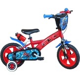 A.T.L.A.S. 12 inch Spiderman fiets met 2 remmen, decoratieve voorplaat, spatborden, behuizing en stabilisatoren + Spiderman-helm inbegrepen, rood zoals op de foto's