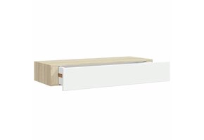 vidaXL Wandschap met lade 60cm MDF Eiken & Wit - 40% Korting