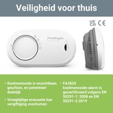 FireAngel Koolmonoxidemelder FA3820 Wit - 10 Jaar Levensduur - 58% Korting