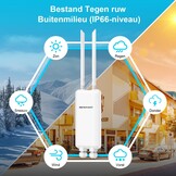NEWFAST Outdoor WLAN Repeater 1200Mbps Outdoor Access Point Dual Band 5GHz/2,4GHz, WiFi Extender Externe met 48V PoE Power, 3*Gigabit Ethernet Poort, 2 * 5dBi Antennes, IP66