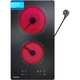 glaskeramisch kookveld 2 platen, inbouw kookveld met slijtvaste glaskeramiek, 2 jaar garantie, 3000W, 9 vermogensniveaus, timer 1-99 min, kinderbeveiliging, met stekker, voor alle potten