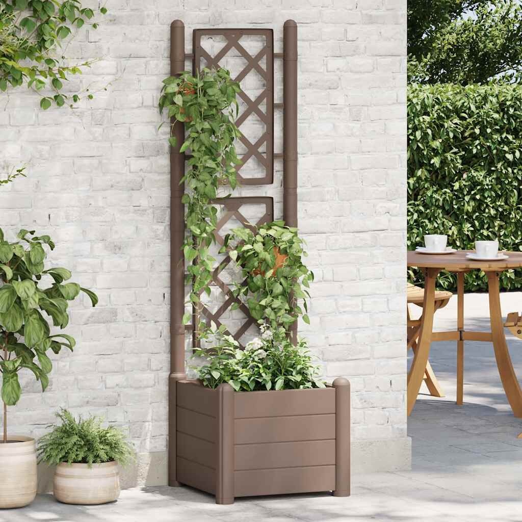 Plantenbak met latwerk 43x43x142cm Mokka - 59% Korting