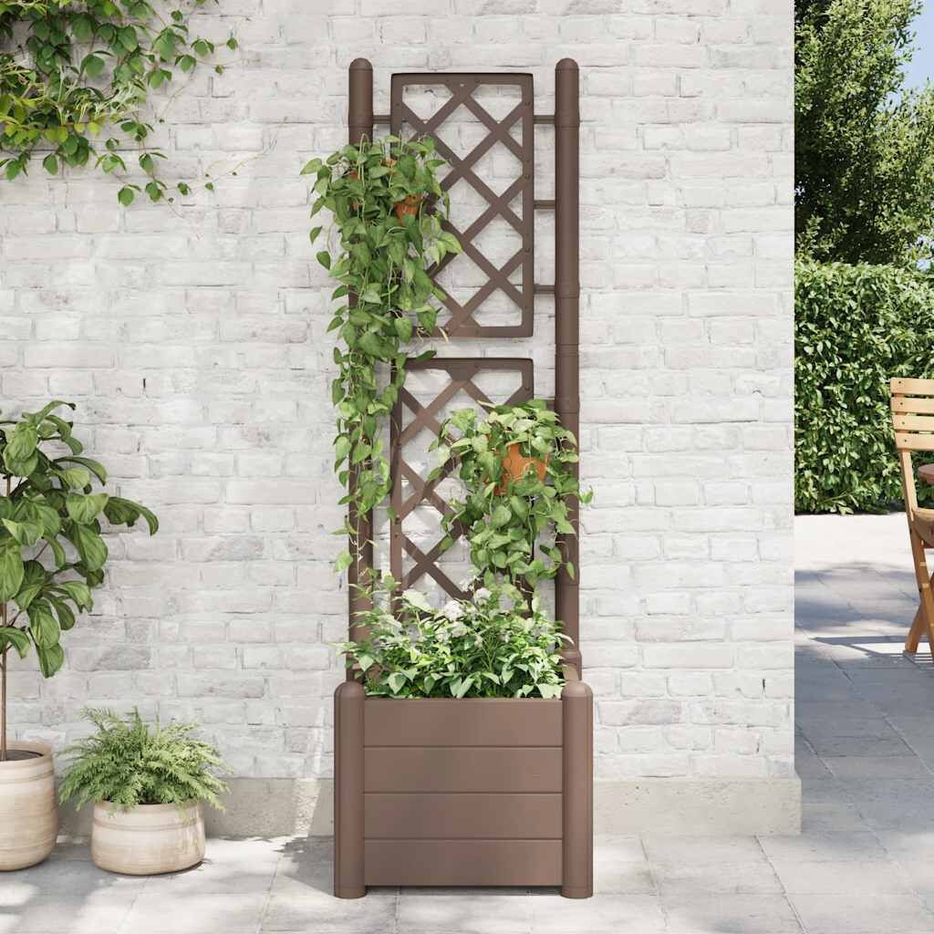 Plantenbak met latwerk 43x43x142cm Mokka - 59% Korting