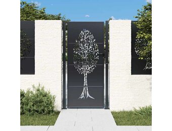 vidaXL Poort 105x180 cm met boomontwerp staal antracietkleurig