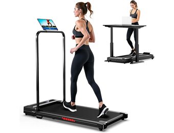 Quekuane Opvouwbare Loopband Zwart - Compacte Wandelpad voor Thuis en Kantoor - 6 km/u