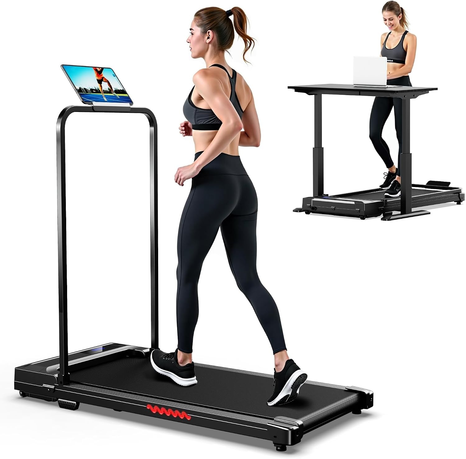 Quekuane Opvouwbare Loopband Zwart - Compacte Wandelpad voor Thuis en Kantoor - 6 km/u