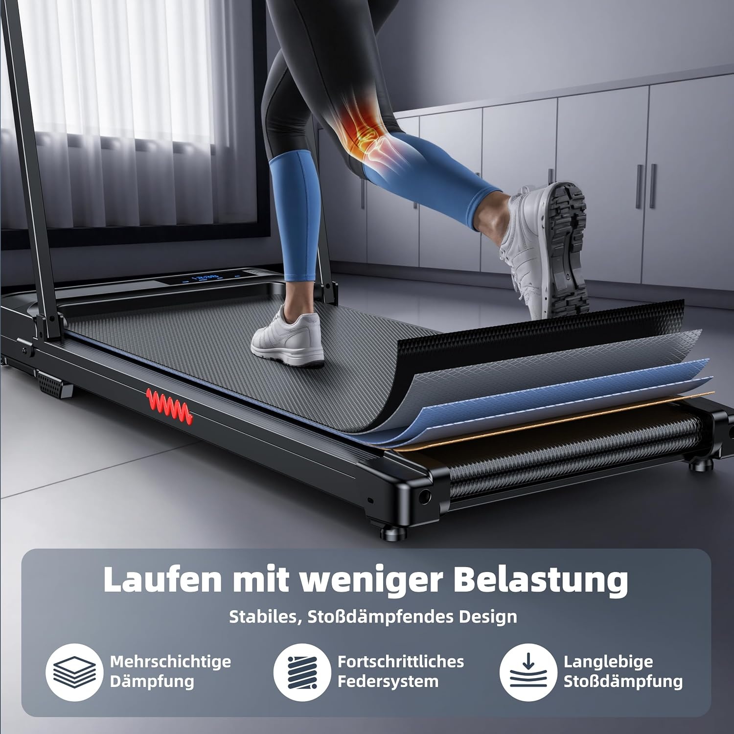 Quekuane Opvouwbare Loopband Zwart - Compacte Wandelpad voor Thuis en Kantoor - 6 km/u