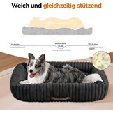 Hondenbed orthopedisch voor middelgrote honden, corduroy, wasbaar, antislip onderkant, zwart, 63,5x53x18 cm