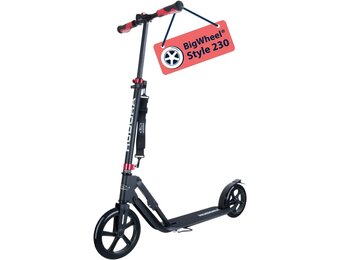 Hudora 14235 Big Wheel Style Alu 9" BigWheel 230-Tret-Roller inklapbaar City-Scooter, zwart, één maat