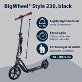 Hudora 14235 Big Wheel Style Alu 9" BigWheel 230-Tret-Roller inklapbaar City-Scooter, zwart, één maat