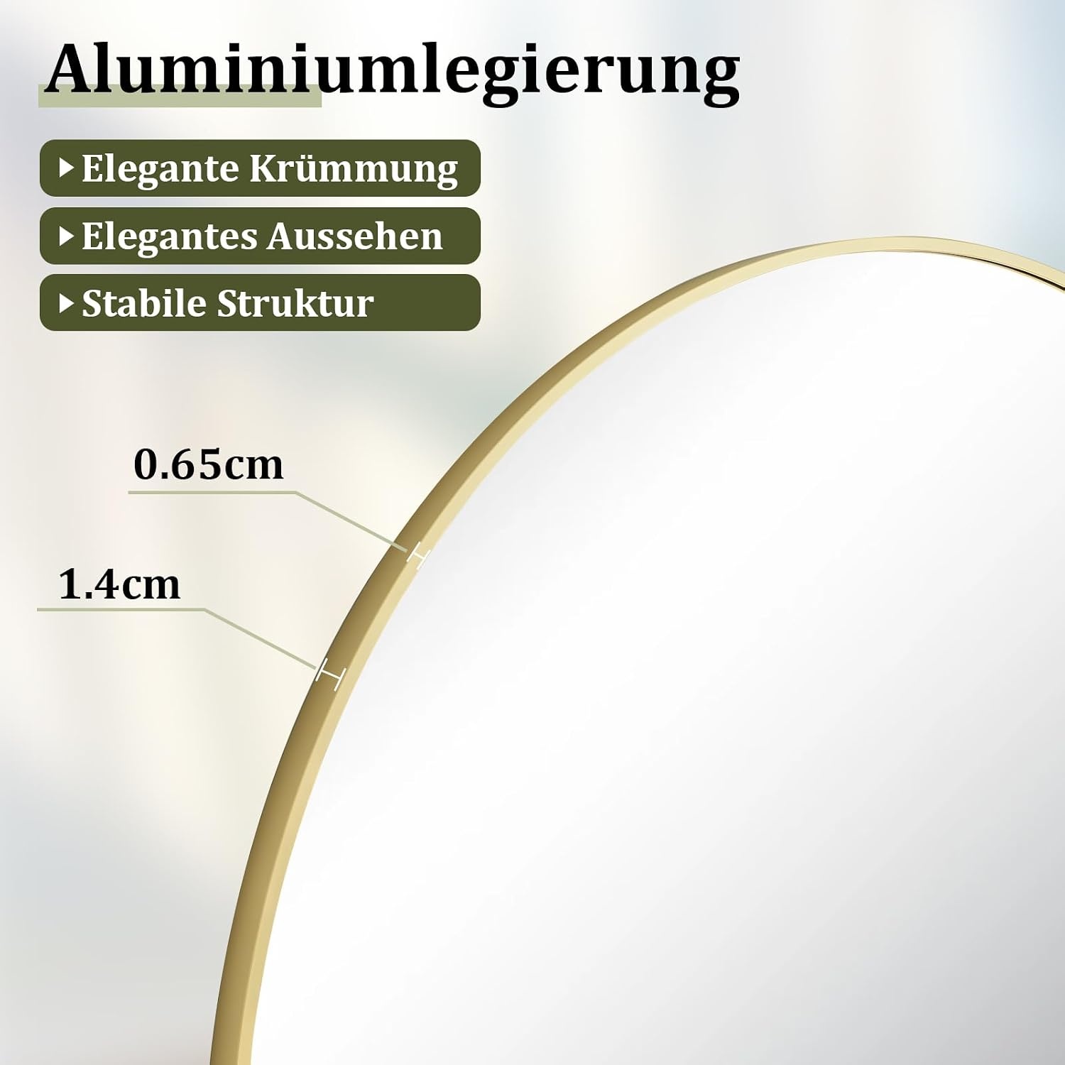 BEAUTYPEAK Goudkleurige Staande Spiegel - Boogspiegel - 170 x 57 cm