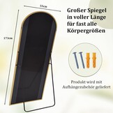 BEAUTYPEAK Goudkleurige Staande Spiegel - Boogspiegel - 170 x 57 cm