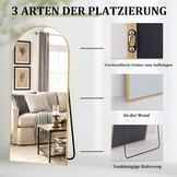 BEAUTYPEAK Goudkleurige Staande Spiegel - Boogspiegel - 170 x 57 cm