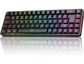 TMKB T68 Gaming-toetsenbord, 60% draadloos, mechanisch RGB-toetsenbord met Bluetooth/2,4 G/type C, compact 68 toetsen, anti-ghosting, Duitse QWERTZ lay-out, Blue Clicky Switch, zwart