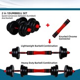 ZERRO 2-in-1 Verstelbare Halters Set - Professionele Dumbbell Met Aansluiten Van Stalen Buis Gewichten - 20 30 40kg - Maat 20kg