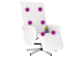 Verstelbare Massagestoel met Voetensteun - Kunstleer Wit - 35% Korting