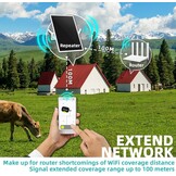 Wifi-versterker, repeater voor buiten, accu, zonne-energie, Wi-Fi Booster WiFi Range Extender tot 100 meter, WLAN-toegangspunt 2,4 GHz Wi-Fi 300 Mbit/s repeater, wifi booster compatibel 2,4 GHz