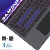 Toetsenbordhoes met Touchpad en Verlicht AZERTY Toetsenbord voor Samsung Galaxy Tab S9/S8 Ultra 14.6 inch