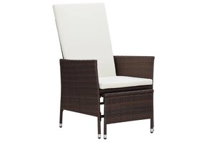 Verstelbare Poly Rattan Tuinstoel met Kussens Bruin - 34% Korting