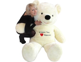 Knuffelbeer XXL wit  - geborduurd I Love You - 170 cm