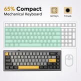 EPOMAKER EK68 65% Gasket NKRO Mechanical Keyboard with Knob, Hot Swappable 2.4Ghz/Bluetooth 5.0/USB-C Wired Wireless Gaming Keyboard with 3000mAh Battery, RGB for Win/Mac(Gateron Pro Yellow)