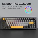 EPOMAKER EK68 65% Gasket NKRO Mechanical Keyboard with Knob, Hot Swappable 2.4Ghz/Bluetooth 5.0/USB-C Wired Wireless Gaming Keyboard with 3000mAh Battery, RGB for Win/Mac(Gateron Pro Yellow)