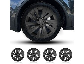 Arcoche 19-inch wieldoppen voor Model Y 2025 2026 4 stuks velgbeschermer Hubcap Model Y Juniper Hubcaps ABS-materiaal wieldoppen vervanging (Originele fabriekstijl-matzwart)