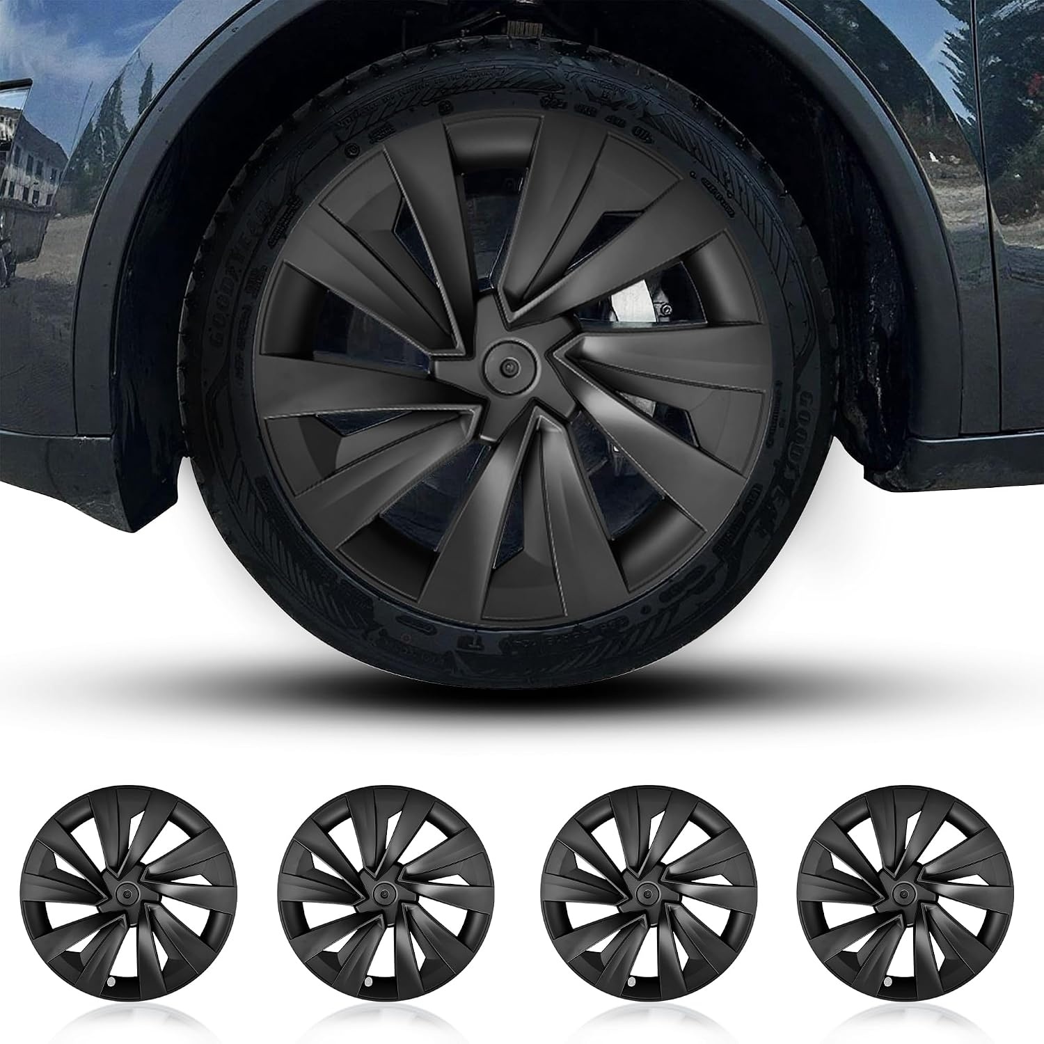 Wieldoppen Tesla Model Y 2025/2026 | 19" | Matzwart | 4 Stuks