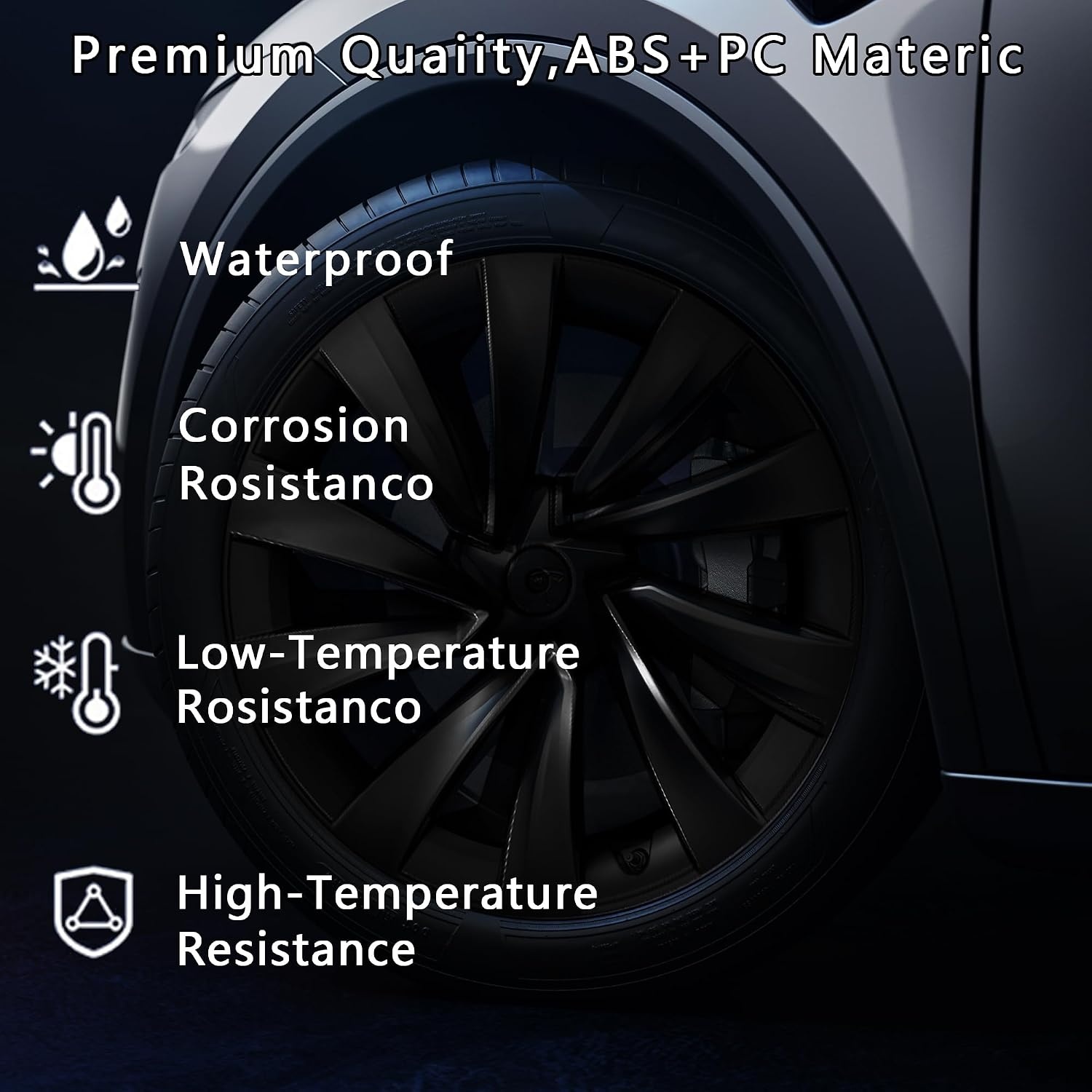 Wieldoppen Tesla Model Y 2025/2026 | 19" | Matzwart | 4 Stuks
