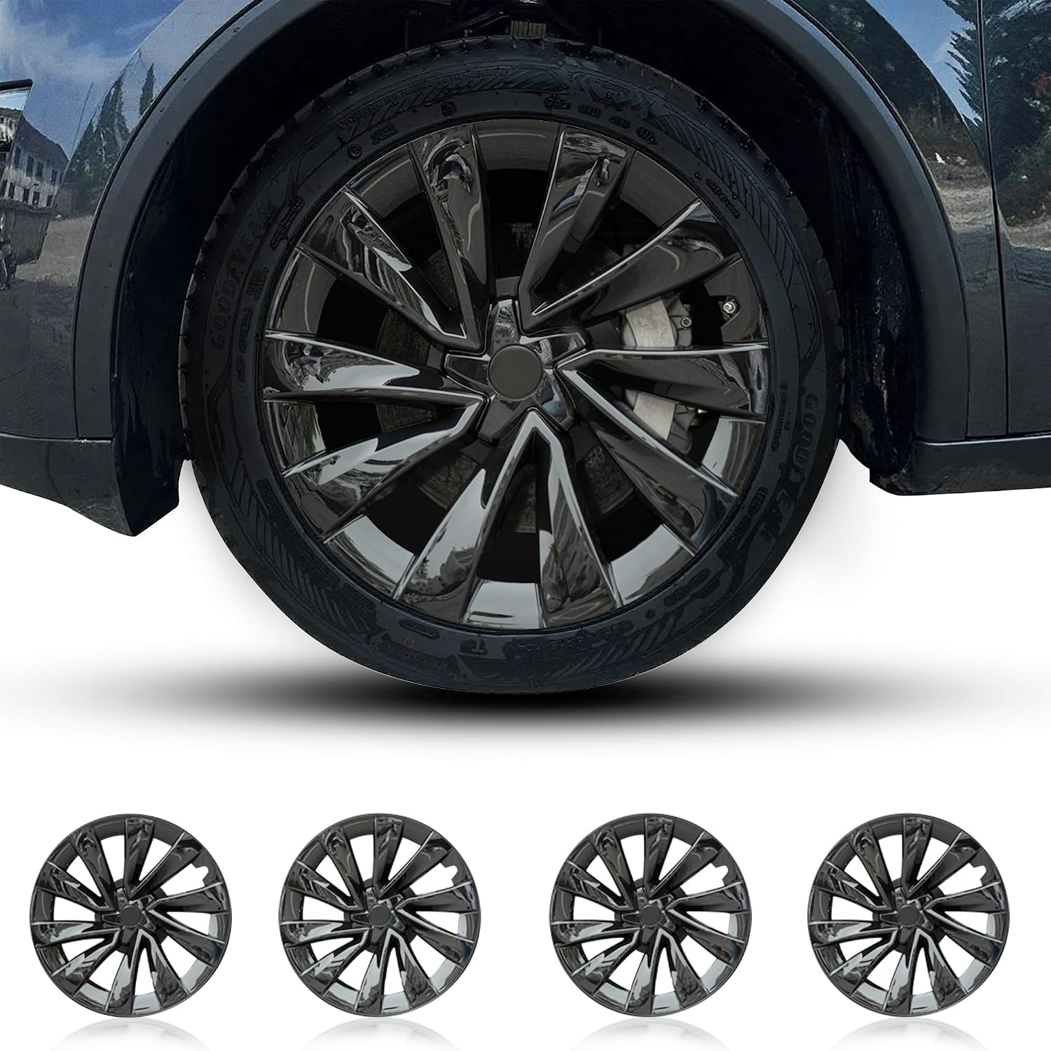 Wieldoppen Tesla Model Y 2025/2026 | 19" | Matzwart | 4 Stuks