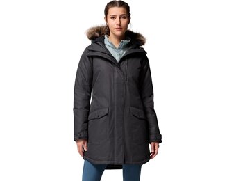 Columbia Damska długa kurtka ocieplana Suttle Mountain, kurtka zimowa, czarna, XL
