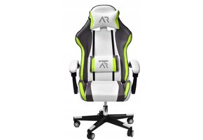 Ergonomische Gamestoel ECO-leer Wit-Grijs-Limoen - 35% Korting